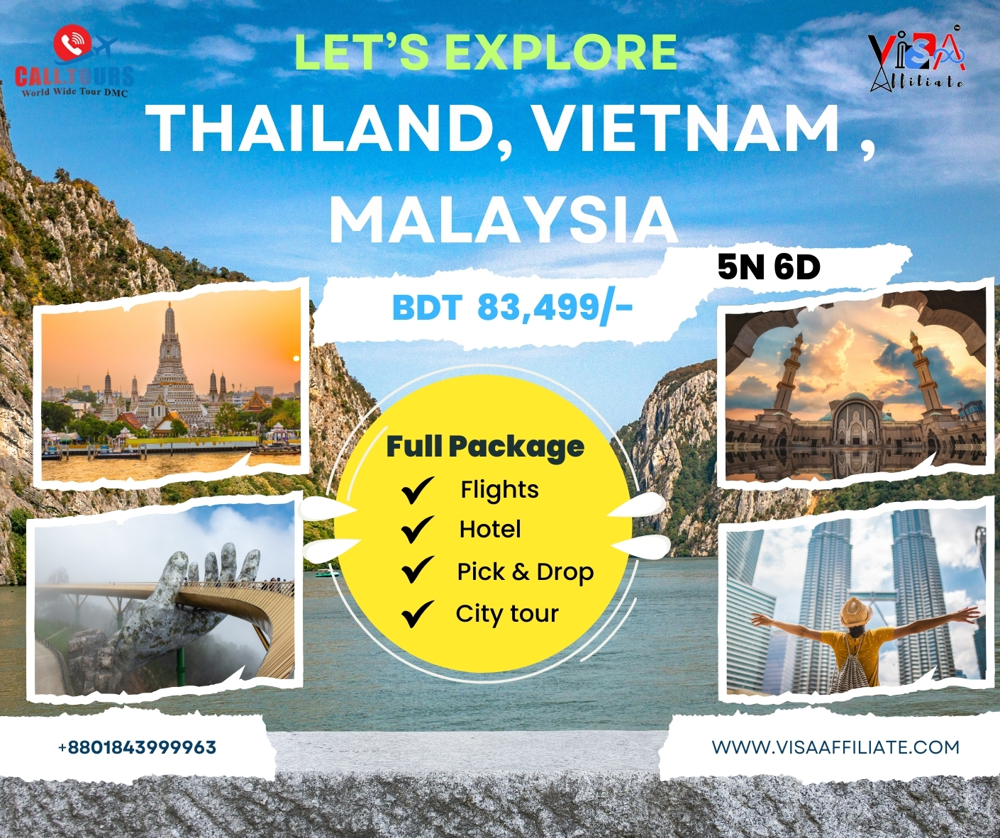 5N 6D Thailand, Vietnam, and Malaysia tour package