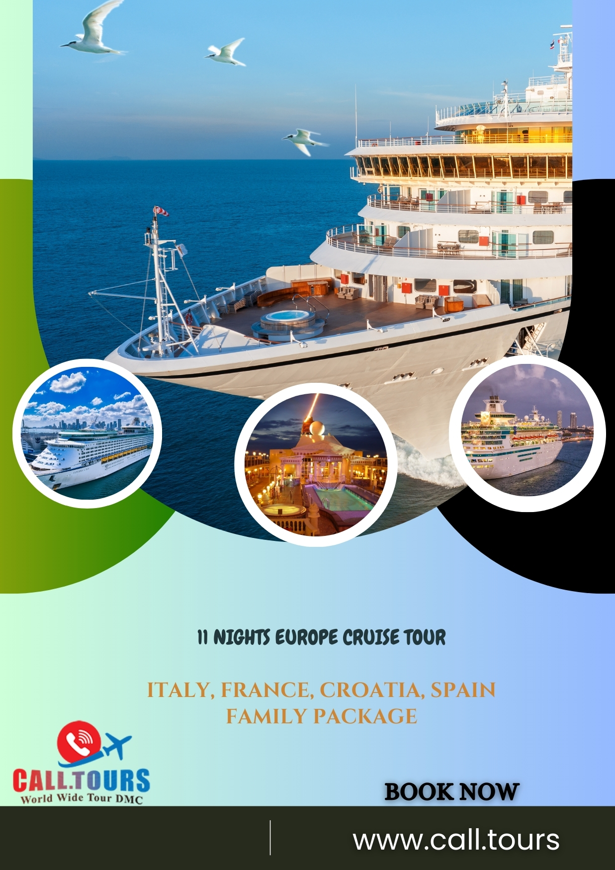11 NIGHTS EUROPE CRUISE TOUR ITALY, FRANCE, CROATIA, SPAIN FAMILY PACKAGE