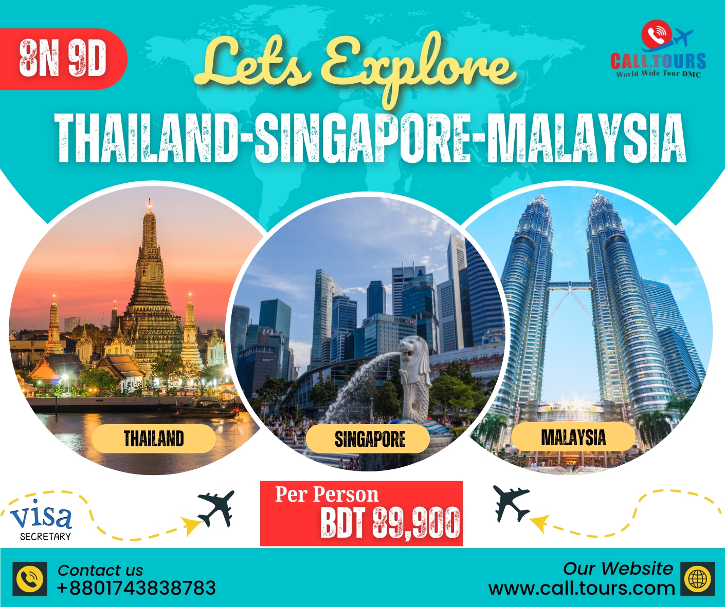 8N & 9D Thailand, Singapore, Malaysia full tour package